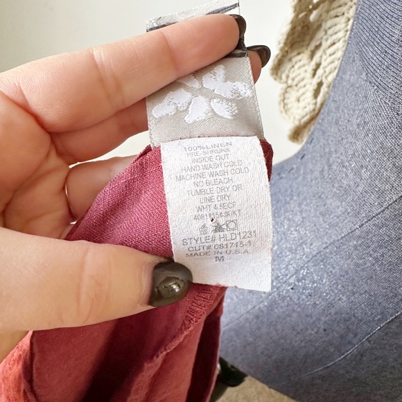 Match Point Rose Pink Linen Lagenlook Midi Dress Size Medium - Picture 5 of 7